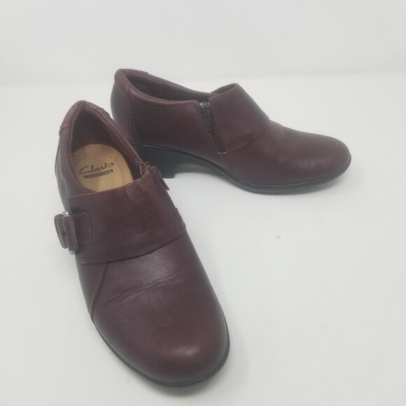 Clarks Collection Genette Vista Buckle Heeled Ankle Bootie Brown Leather Sz 7 M - Picture 12 of 12